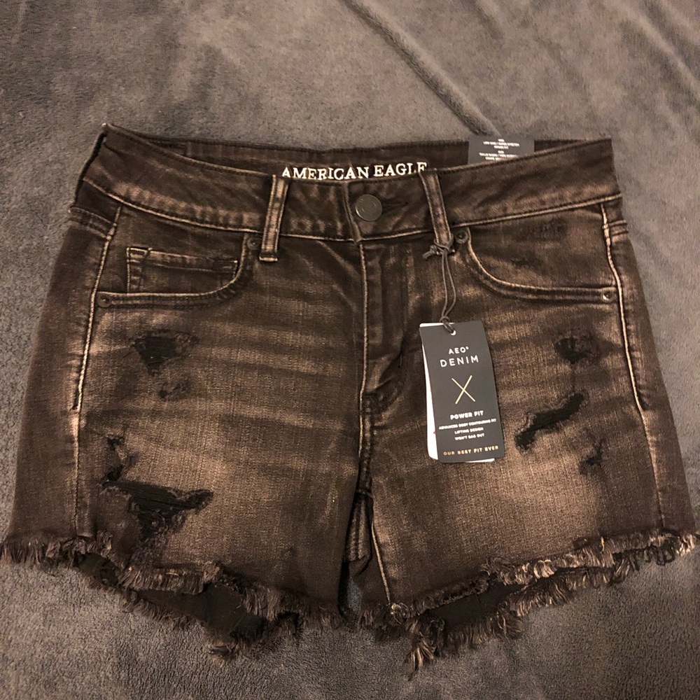 AEO Midi Distressed Shorts